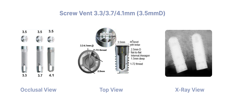 SCREW VENT 3.3mm 3.7mm 4.1mm (3.5mmD)