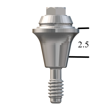 Hiossen® HG-compatible Mini Straight Multi-Unit Abutment X 2.5mm